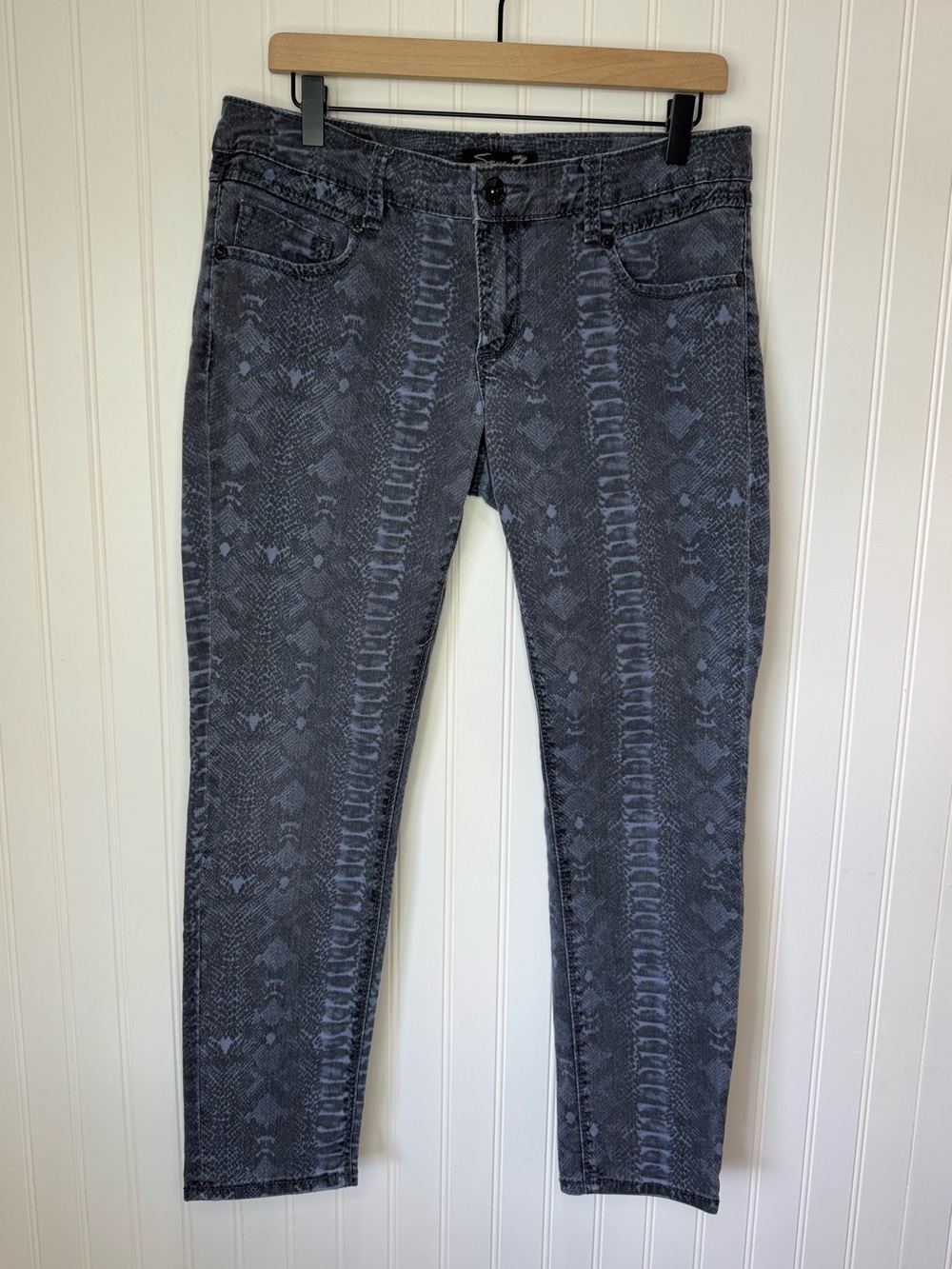 Seven7 Womens Grey Cobra Snake Printed Design Skinny Jeans Size 10